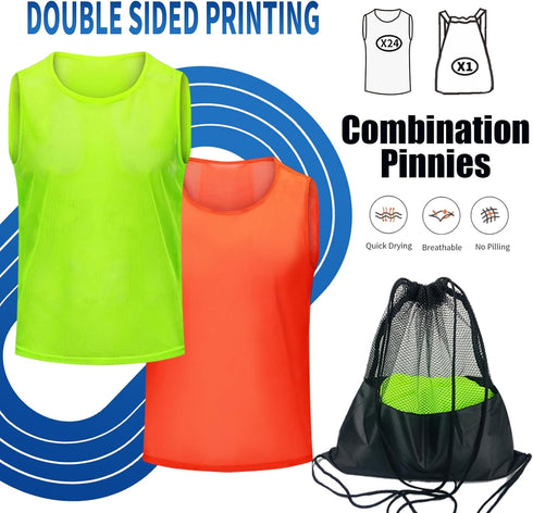 Scrimmage Soccer Pinnies Youth with Numbers Team Practice Vests Pennies Jerseys for Basketball Soccer Football Bibs