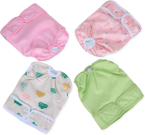 Teamoy Female Dog Diapers for Heat 4-Pack, Reusable Dog Period Diaper Wraps