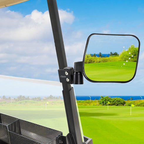 Roykaw Golf Cart No Drilling Folding Side Rear View Mirror - Compatible with LED Turn Signal Light, Universal