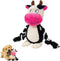 Dog Toy with Rope Arms Dairy Cow, Squeaky Interactive Pet Toy, Purple,