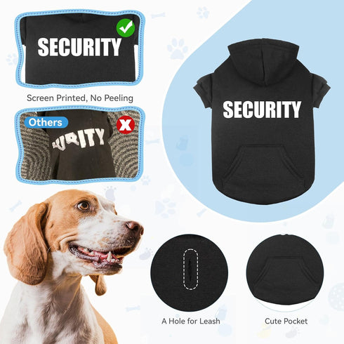 QDYU Dog Sweaters for Small Dogs Security Sweater Soft Brushed Fleece Pet Clothes Dog Hoodie Sweatshirt with Pocket(XS)