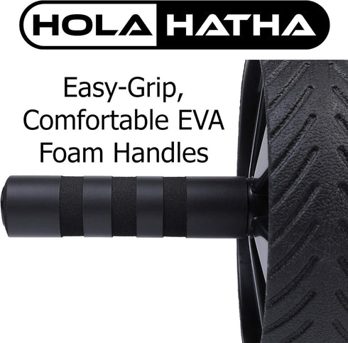 HolaHatha Compact Exercise Fitness Ab Roller Wheel Equipment with Handles for Home Gym and Core Building Workout