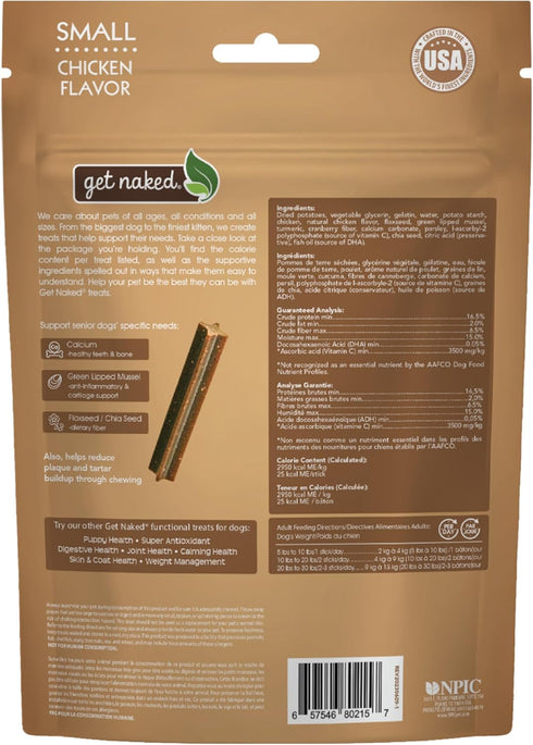 Get Naked Dental Sticks Grain-Free Chicken Flavor Dog Treats, Senior Health Small 6.2-oz Bag