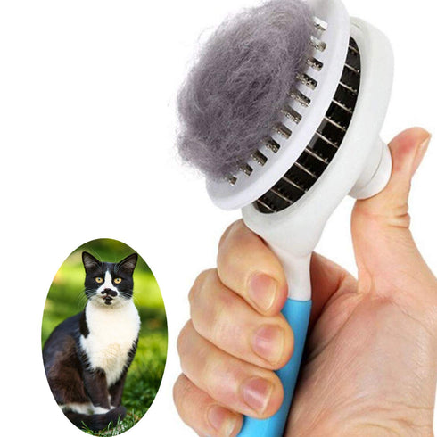 Cat Brush for Shedding, Self Cleaning Slicker Brush, Skin Friendly Grooming Tool for Dogs, Cats, Rabbit Massage