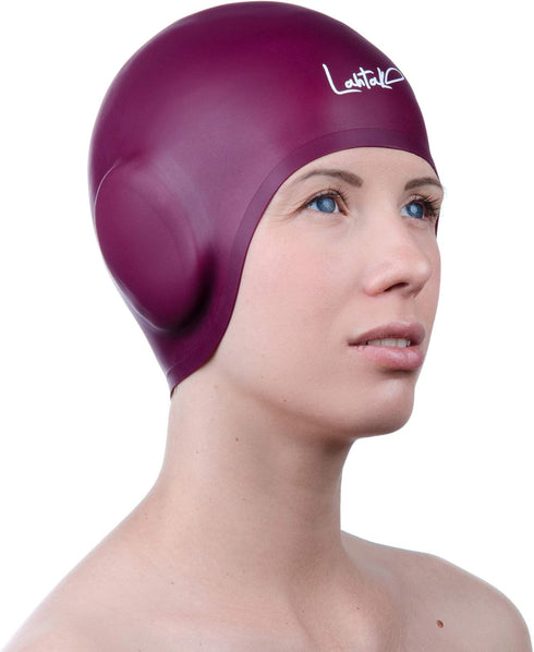 Swim Caps Ear Protection 3D - Silicone Swim Cap Waterproof for Long Hair & Short Hair, Adult & Youth