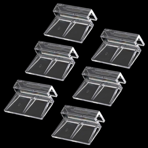 6 PCS Aquarium Lid Clips, 6mm Clear Acrylic Fish Tank Holder for Rimless Glass Top