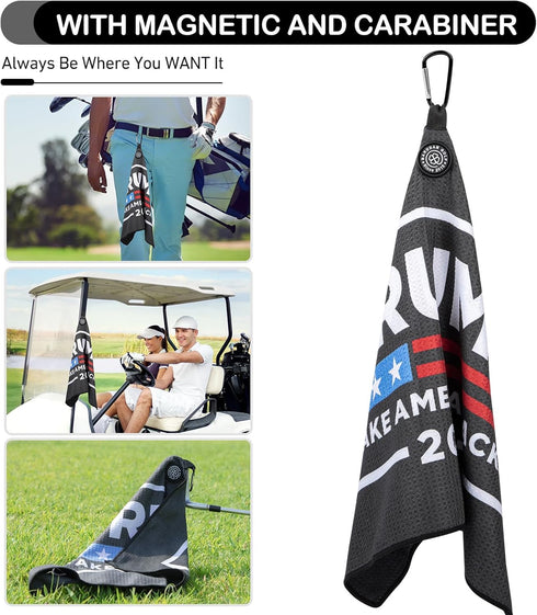 Funny Style Magnetic Golf Towel with Carabiner - Microfiber Golf Towel Magnet for Golf Clubs, Carts, Gifts for Men
