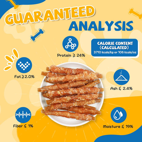 Gazeupon Dog Dental Treats, Chicken Wrapped Peanut Butter Sticks, Healthy Training Snacks for Dogs, Easy to Digest
