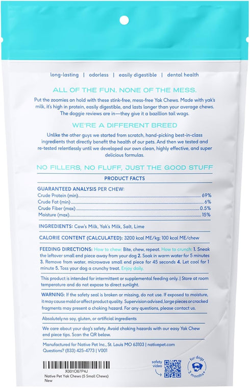 Native Pet Yak Chews (5 Small Chews) - Yak Milk Chews for Puppies & Small Dogs - Puppy Teething Toys