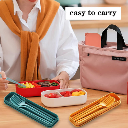 Travel Utensils with Case, Reusable Camping Utensil Set, Plastic Cutlery Set for Picnic, Camping or Daily Use