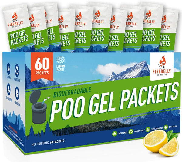 Firebelly Outfitters Portable Toilet Powder Poo Gel for Camping & Hiking, Urine