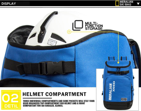 Ski Boot Bag - 50L Waterproof Travel Backpack for Snowboard Boot Gear Including Helmet Goggles Outerwear