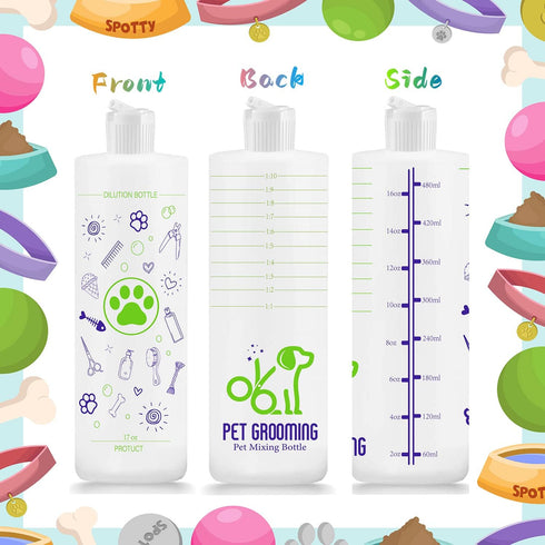 2 Pack Pet Shampoo Dilution Bottles - Mixing Bottle for Concentrated Dog Shampoo and Conditioner Grooming