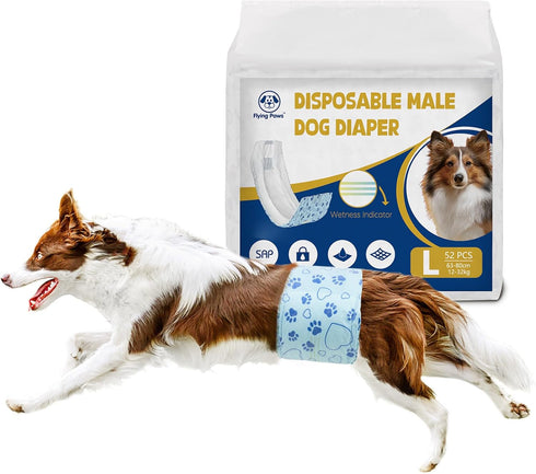 Male Dog Diapers with Wetness Indicator, Disposable Belly Band for Puppy Male