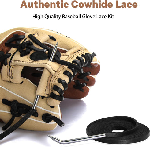 Softball Baseball Glove Lace Repair Kit, Includes 2 Leather Laces and Lacing Needle for Mitt