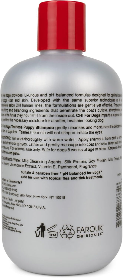 8 16 Oz CHI for Dogs Tearless Puppy Shampoo with Silk Protein, Gentle Dog Wash for Young Coats, pH Balanced Sulfate