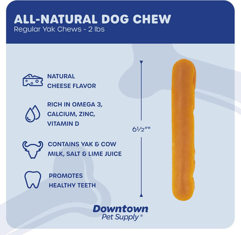 Downtown Pet Supply Yak Cheese Himalayan Dog Chews - Regular Yak Chews Rich in Nutrients for Small to Medium Dogs - 2 LB