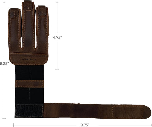 Three-Finger Archery Glove, Full Grain Leather Bow and Arrow Shooting Accessory for Archers, Bourbon Brown