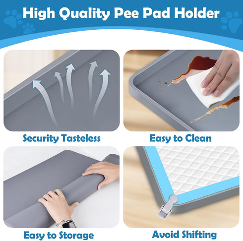 phepetroll 24" 24" 4 Dog Pee Pad Holder, Dog Potty Tray Silicone Puppy Pad Holder Tray Fits for x Training Pads, Puppy