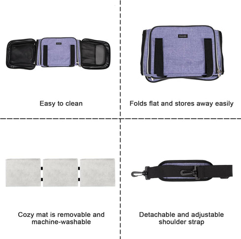 BAGLHER Cat Carrier Bag, Airline Approved Soft-Sided Pet Travel with 5 Open Doors, Expandable Foldable Dog Carrier