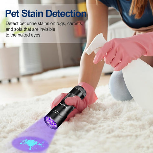 Black Light UV Light Flashlight, Vansky 395nm 12 LED 2 Pack, Mini Powerful Pet Urine Detector for Carpet Stains