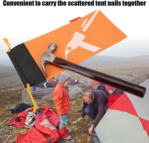 Tent Peg, Bag Camping Portable Tent Stakes, Hammer Nail Pouch for Hiking Camping Tent Accessories