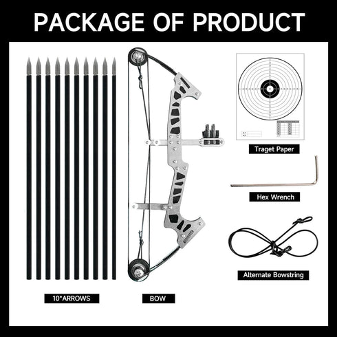 TIETHEKNOT Set Archery Bow Left and Right Hand Compound Bow Hunting Bow Metal Material Catapult RH/LH for Practice