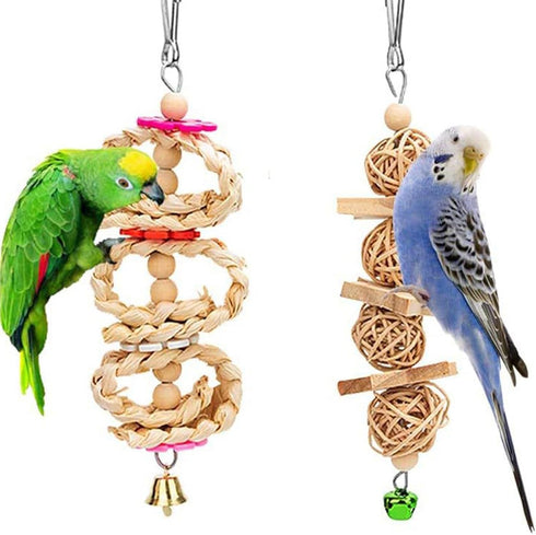 Genrico 8 Parrot Toys | Bright Colors Teether in Pieces, Bird Chewing Toys, for Training, Biting, Game and Enrichment
