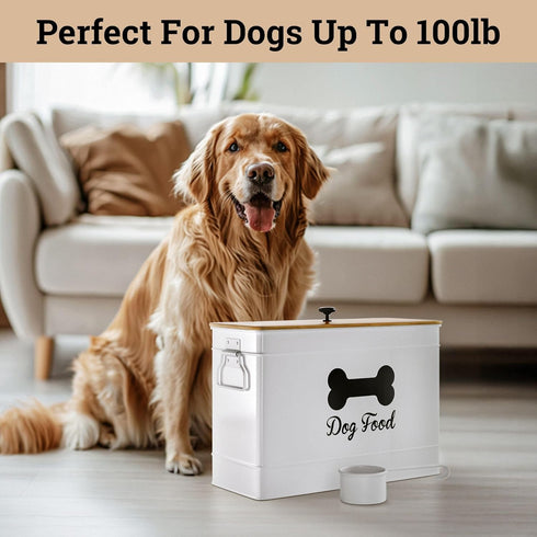 15 lb (50 100 lbs Dog Food Container Airtight Cup) Capacity with Metal Scoop - Cute Airtight Dog Food Storage Container