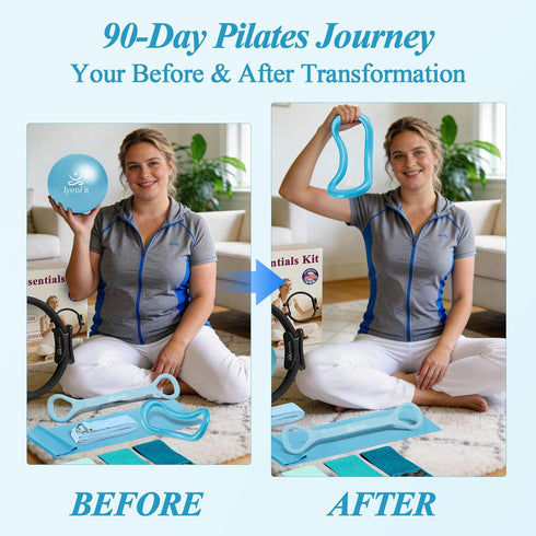 IyenFit Set 5 14 inch Sets Pilates Ring and Small Ball for Women with Resistance Bands, Magic Circle Home Workout