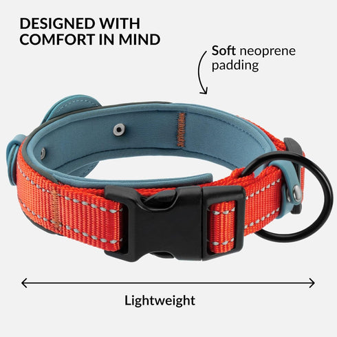 CollarDirect Airtag Dog Collar - Reflective Nylon Neoprene Leather Holder for Apple Air Tag for Large, Medium, and