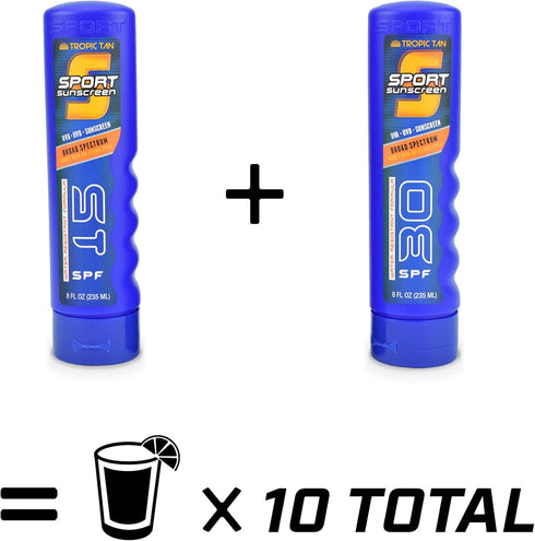 GoPong Sport Bottle Sunscreen Flask, 2 Pack, 16 oz Total, Hidden Alcohol Travel Flasks