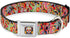 Dog Collar Seatbelt Buckle - Dancing Catrinas Collage Multi Color, 1.5 Inch Wide, 13 to 18 Inches