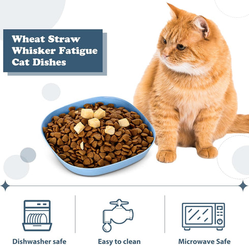 Tioncy 24 Pieces Whisker Fatigue Relief Cat Bowl, 5.7 inch Shallow Dish for Kittens and Small Pets (Wheat Straw)