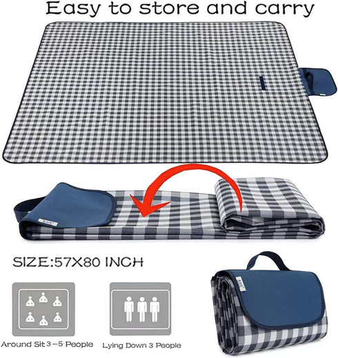 Lchkrep 80"x60" Picnic Blanket Beach Blankets Large Sandproof Waterproof Camping Portable Travel Blanket Play Mat
