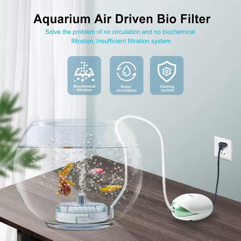 UPETTOOLS Mini Aquarium Sponge Filter, Detachable Submersible Filter with Air Stone for 5-8 Gallon Fish Tanks