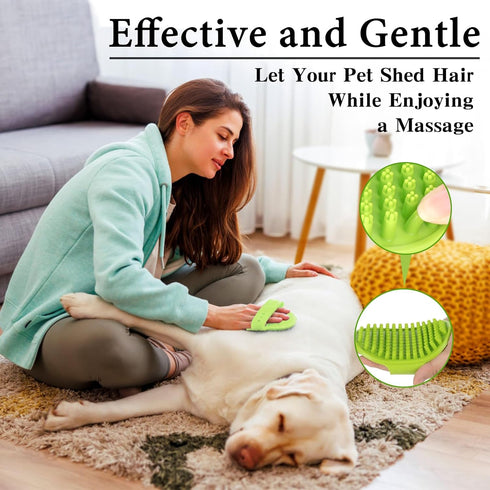 2PCS Dog Bath Brush, Dog Scrubber for Bath, Dog Shampoo Brush, Dog Washing Brush with Adjustable Handle, Suitable for