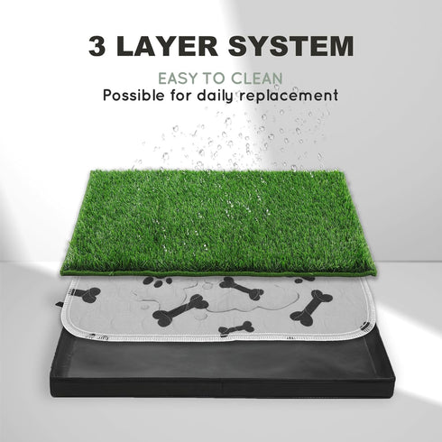 HQ4US 4LEGS 2 Dog Grass Pad with Foldable Dog Litter Box,Small Liner Base for BalconyUltra-Absorbent Artificial Grass