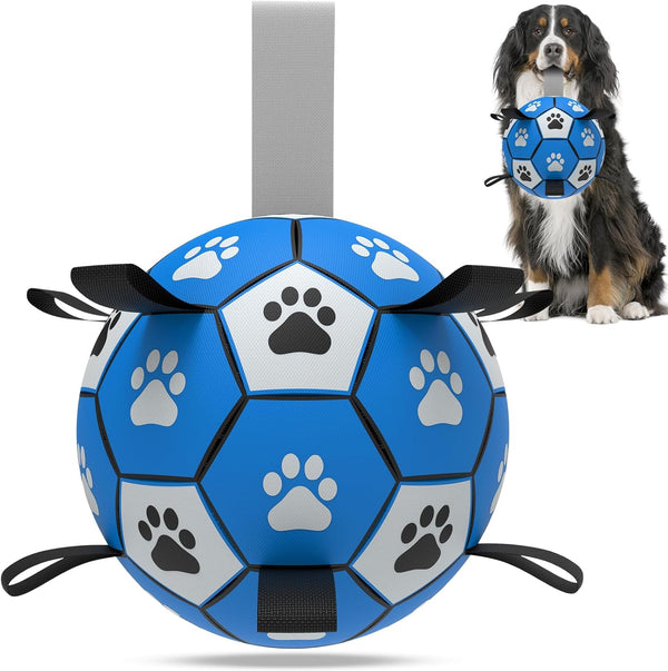 QDAN Extra Large Dog Toys, Soccer Ball - Durable Dog Balls for Extra Large Dogs, Outdoor Water Toy (9 Inch)