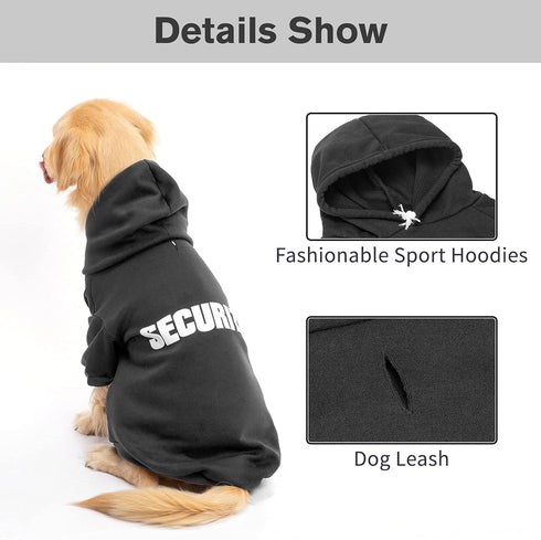 BINGPET Security Dog Hoodies - Cold Weather Puppy Sweater, Soft Brushed Fleece for X-Large Dogs