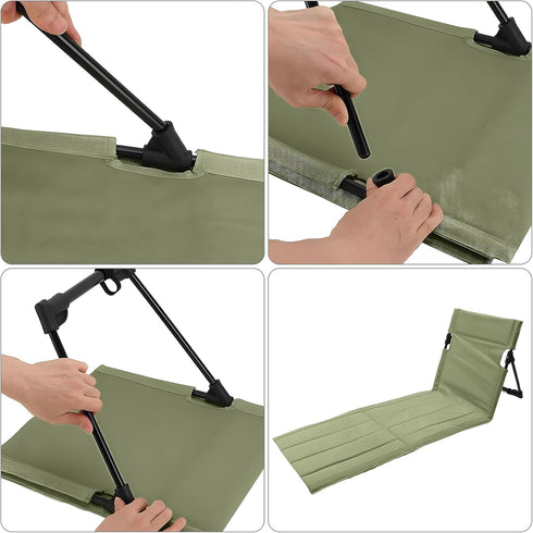 1.1lbs Ultra-Lightweight Foldable Camping Backrest Chair - Portable Outdoor Lazy Chair with Waterproof Oxford Fabric