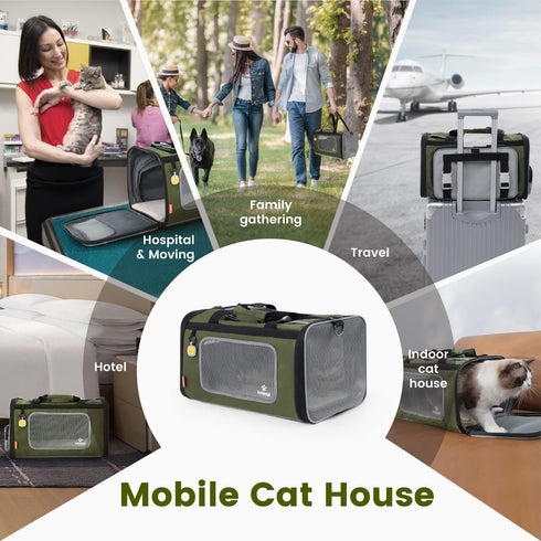 Pawaii TSA Airline Approved Soft Sided Collapsible Pet Carrier, Portable and Convenient Travel Friendly Carrier