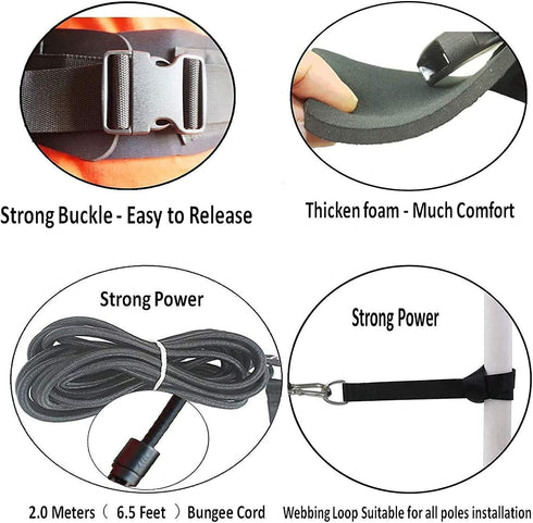 Upgrade Style Strong Pool Swim Training Leash, Swim Resistance Tether with Comfortable Waist Belt and Double Bungee Rope