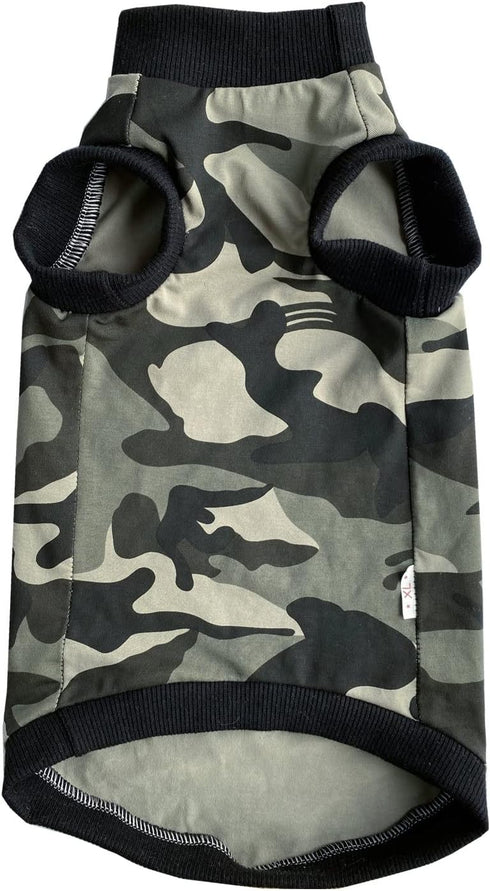 Sphynx Hairless Cat Summer Cotton T-Shirts, Round Collar Vest for Cats & Small Dogs (Medium, Black Camo)