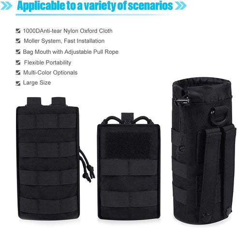 ANJINU Backpack Molle Water Bottle Holder, Water Molle Attachments, Molle Water Bottle Pouch, Tactical Attachment