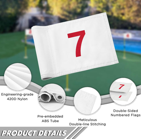KINGTOP Numbered Golf Flag, 8x6 Inch Mini Practice Putting Green Flags, Upgraded Dual-Layer Nylon