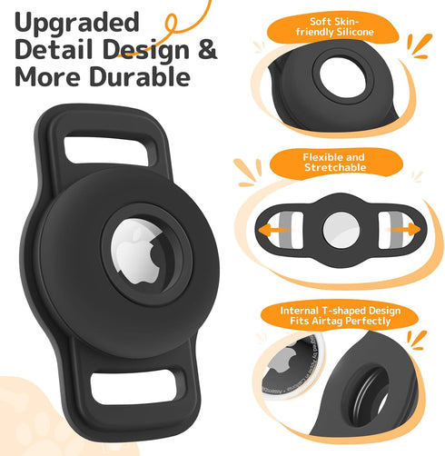 Airtag Dog Collar Holder: 2 Pack Soft Silicone Holder for Pet Dogs Cats Collar, Sturdy Protective Case, Compatible with