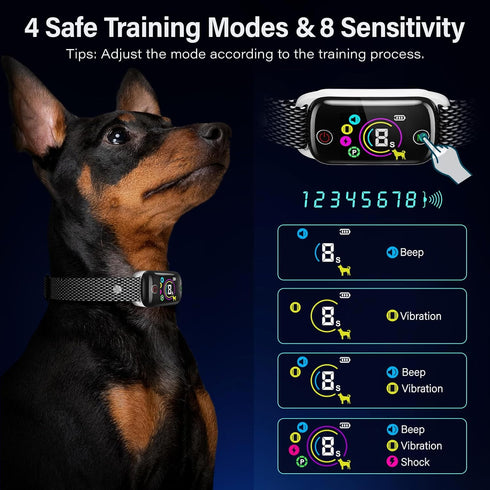 2024 New Dog Bark Collar, Coolait Rechargeable Anti Bark Collar for Large Medium Dogs, 2 Pack with Adjustable