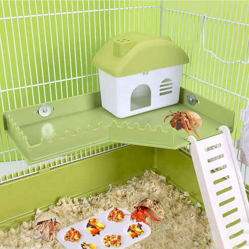 TTFdacai Hermit Crab Accessories - Platform with Ladder and Food Dish Hermit Crab Habitat Accessories Hermit Crab