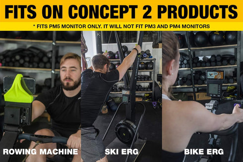 Phone Holder for PM5 Monitors of Concept 2 Rower, SkiErg, BikeErg - Silicone Smartphone Cradle for Rower Accessories